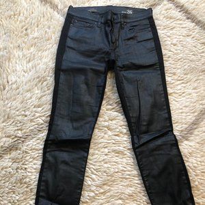 J Crew Toothpick Black Coated Jeans